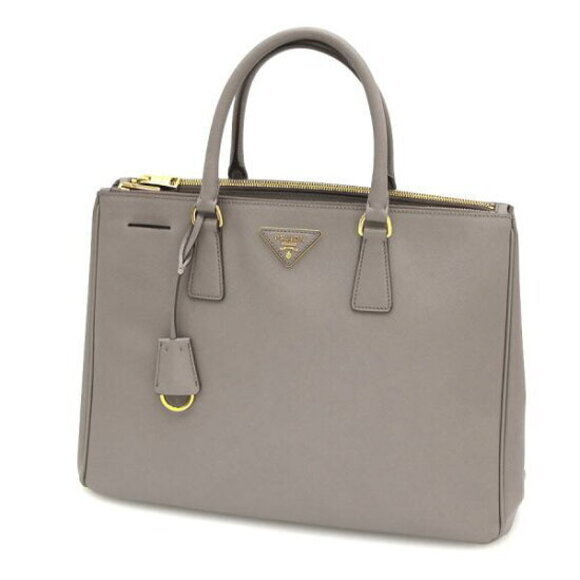Prada Handbags - Prada Saffiano Lux leather Galleria double zip tote bag Argilla Gray